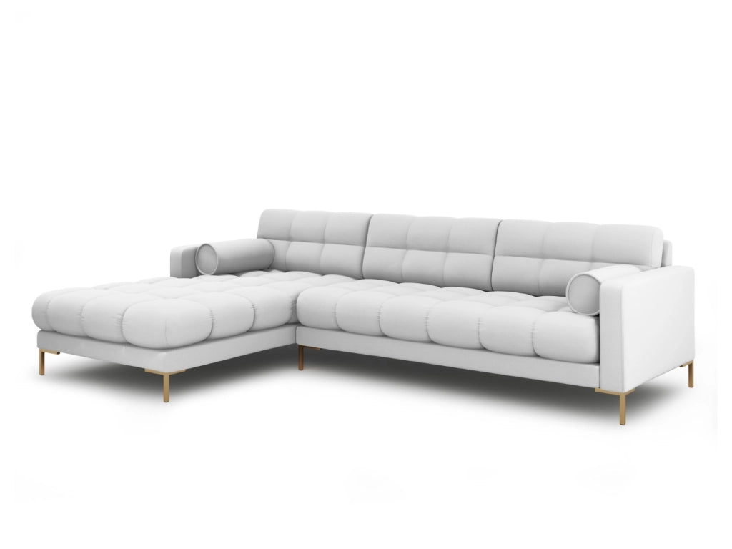 Cosmopolitan Design - Divano angolare sinistro "Bali" 5 posti in tessuto strutturato grigio chiaro 
