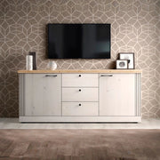 Madia shabby Winchester 2 ante e 3 cassetti colore bianco meringa e rovere Cadiz 211x44x88H