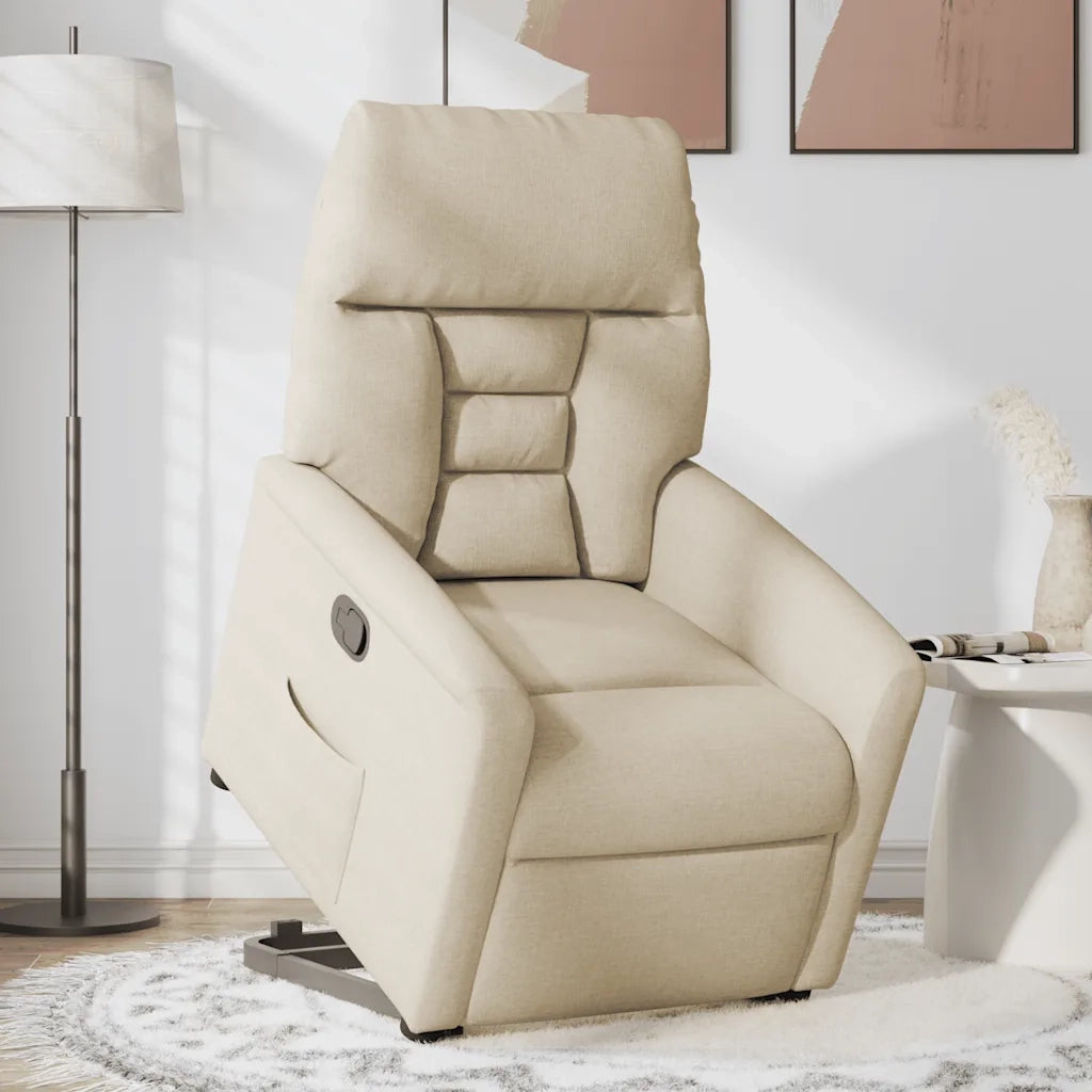 Poltrona Alzapersona Reclinabile Crema in Tessuto 3303040