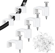 Kit di Clip per Cavi 100 pezzi - Clip per Cavi Bianchi - Clip per Cavi a Viti 8 mm - Clip per Cavi a Spillo - Clip per Cavi Piani - Sistema di Gestione dei Cavi Sicuro