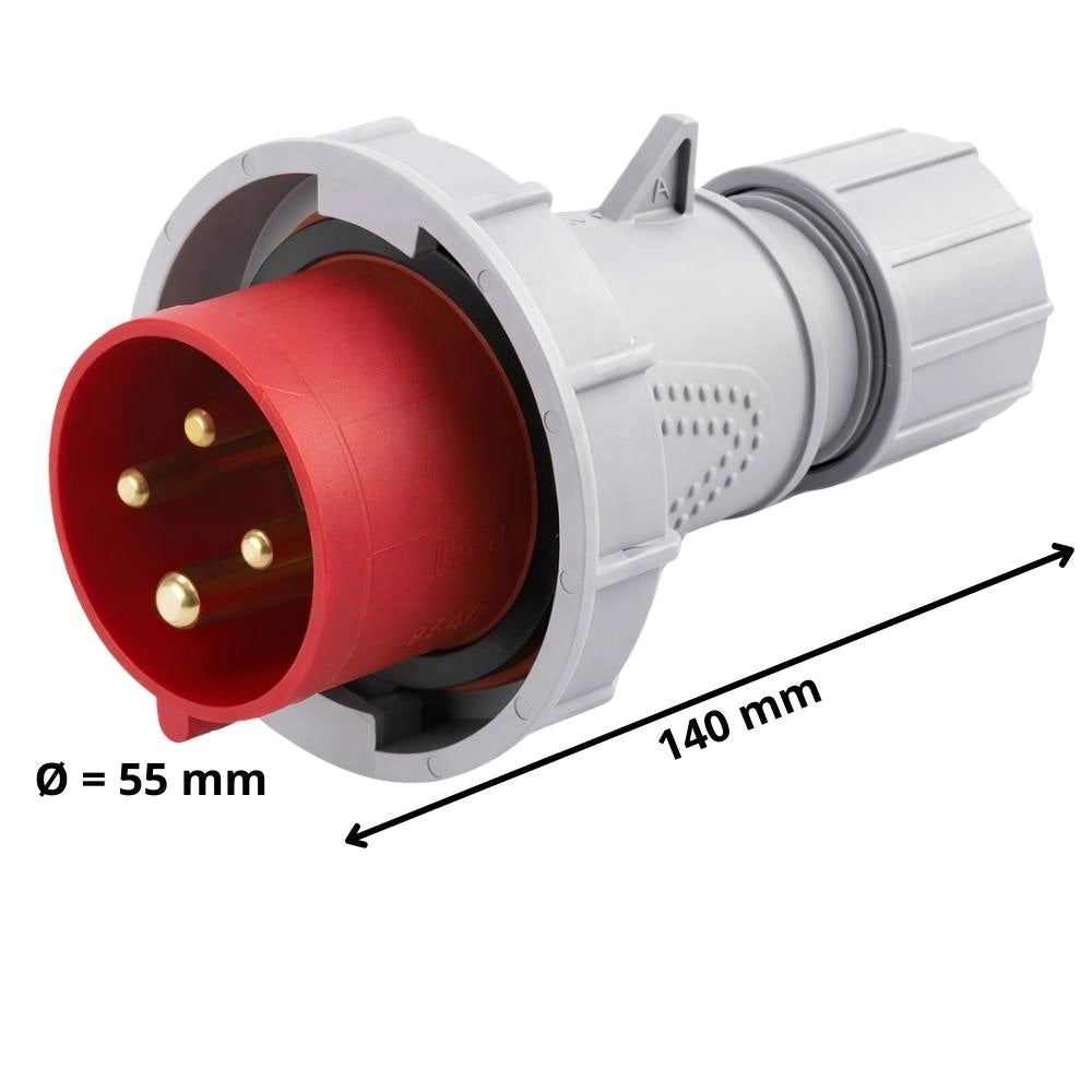 Spina industriale ecova trifase rossa ip67 3p+t resistente e sicura *** ampere 16 ampere, confezione 1