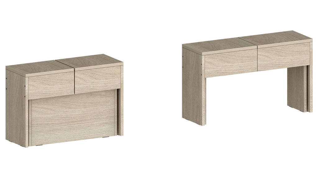 Set 2 Panche Allungabili 66/290x25x45 cm Pratika Singola A e B Olmo Perlato