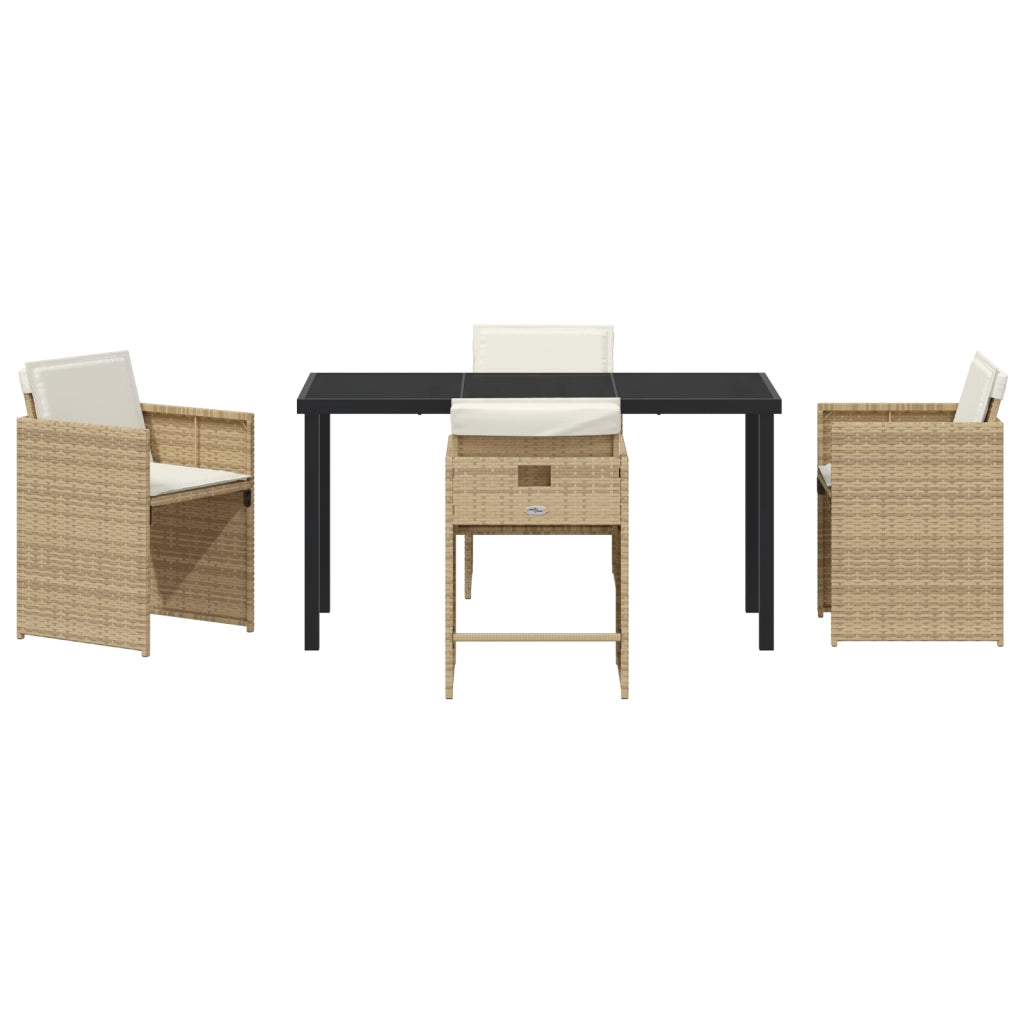 Set di 5 pezzi da giardino con cuscini Beige Polirattan