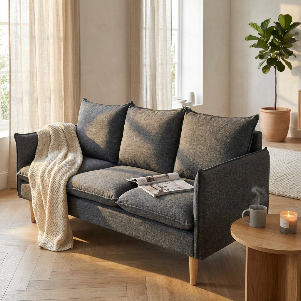 Divano 3 posti stile scandinavo in Tessuto cm 188x82x84 - LEO