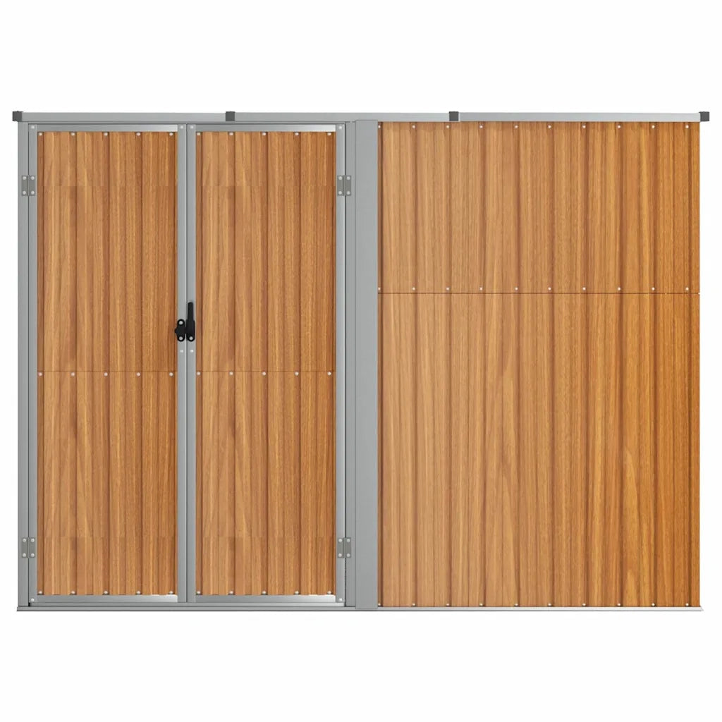 Capanno per Attrezzi-Casetta da Giardino Marrone 225x89x161 cm in Acciaio Zincato