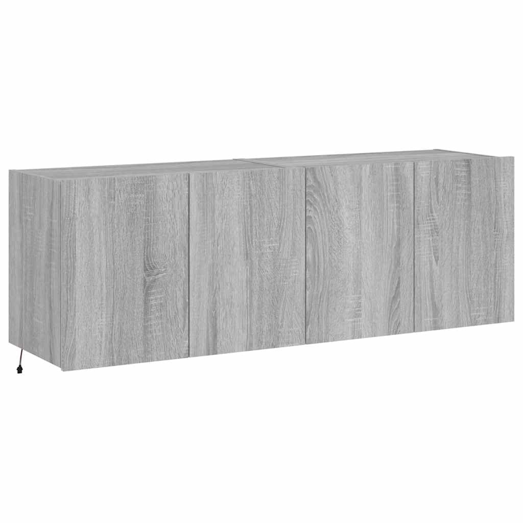 Mobili TV a Parete con Luci LED 2pz Grigio Sonoma 60x35x41 cmcod mxl 86210