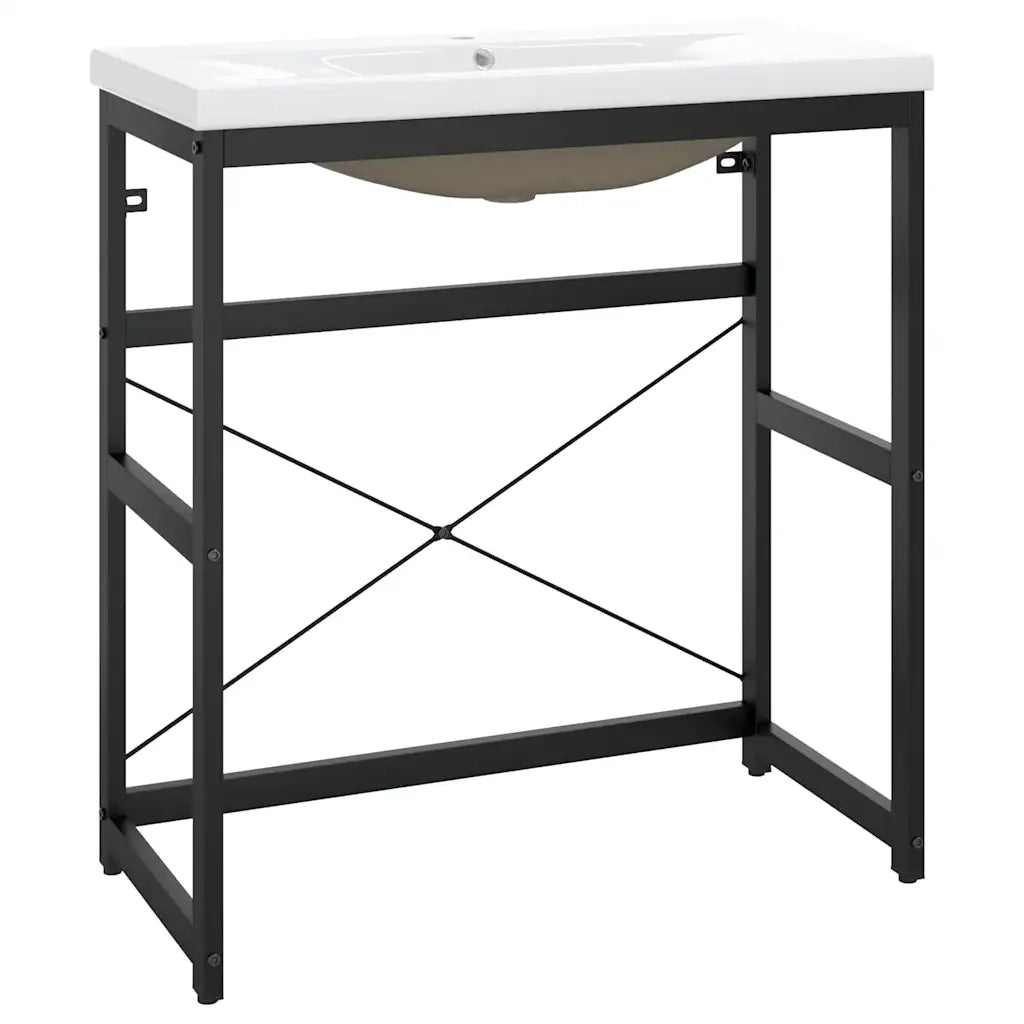Telaio per Lavabo da Bagno con Lavabo Integrato Nero in Ferro CFW1568625