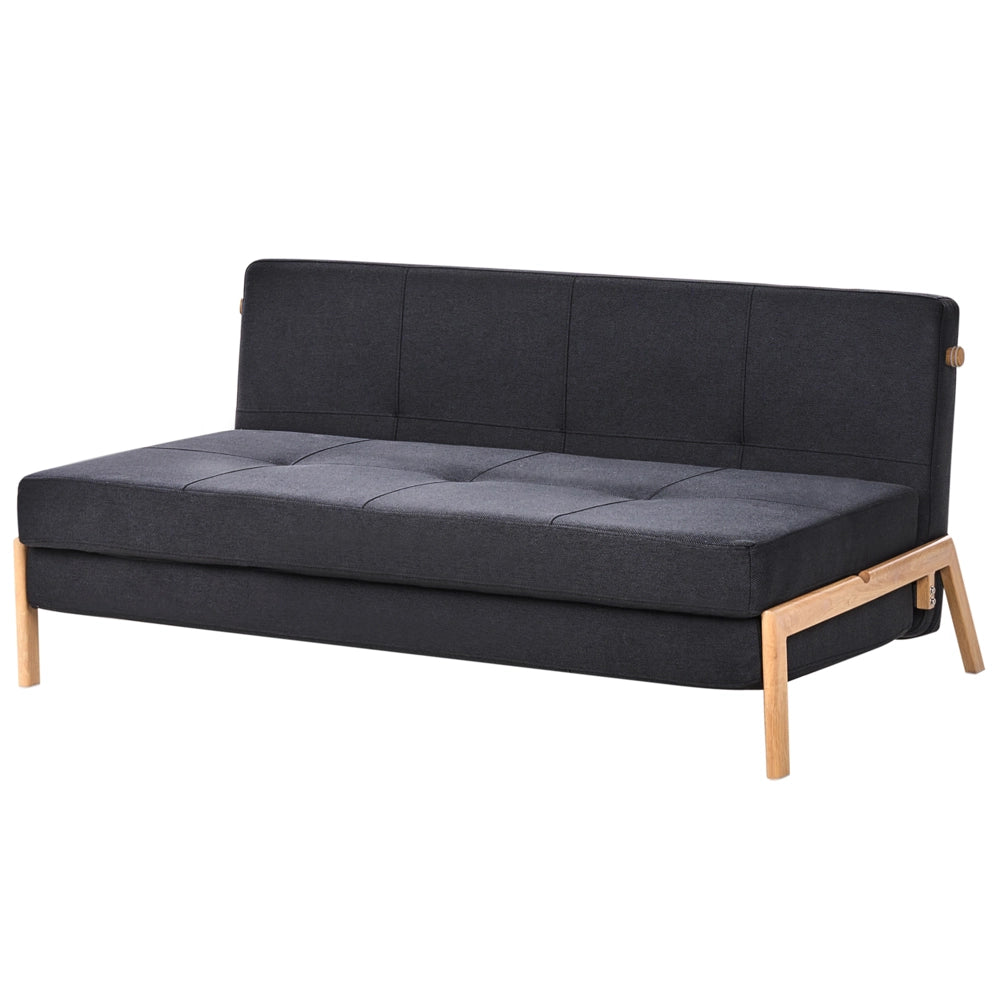 Divano Letto Tessuto Nero 2 Posti Cuscini Scandinavo stile moderno