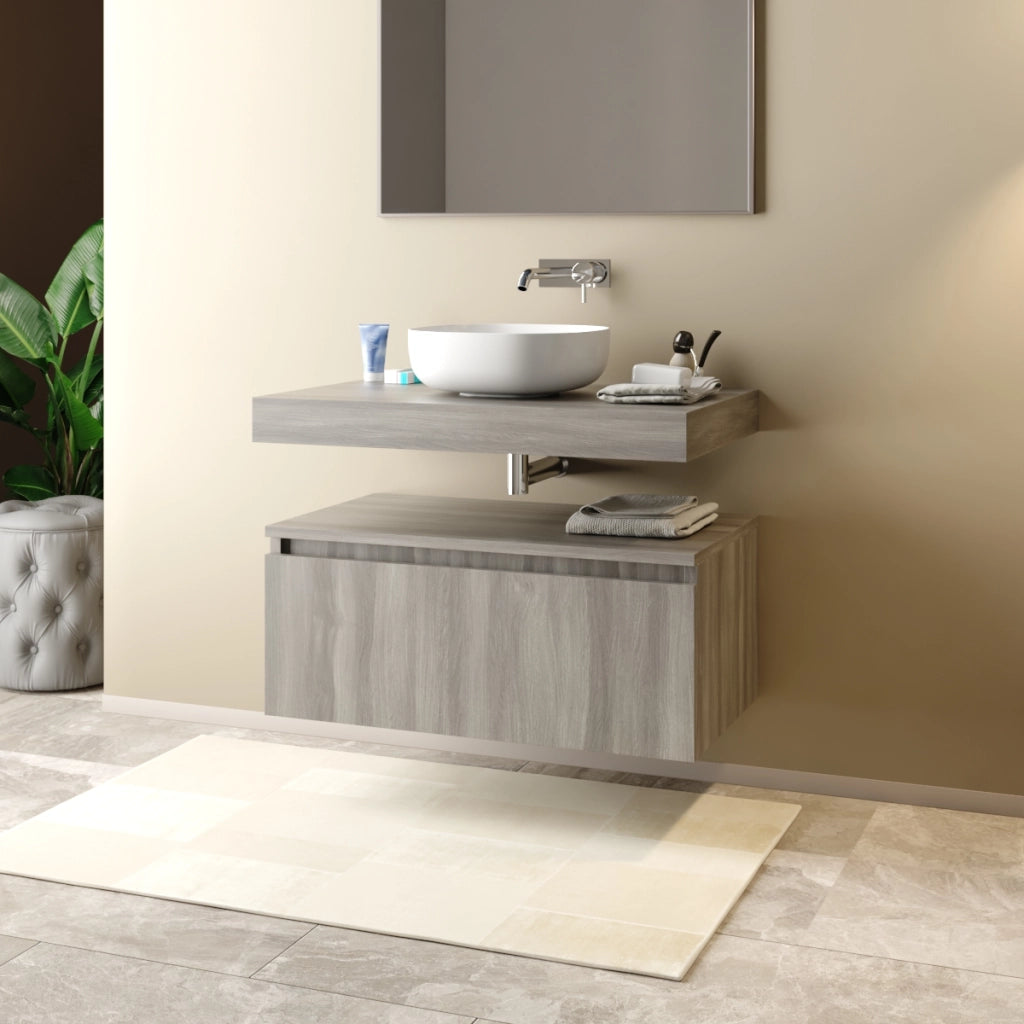 CASSETTONE BAGNO SOSPESO DA BAGNO 80CM - DIM. CM(LXPXH): 80X46X30 TABACCO  - MOB