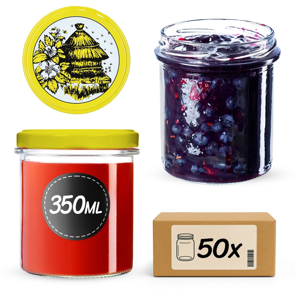 Barattoli di vetro KADAX Avila 350ml 50pz 82mm + coperchi "Api"