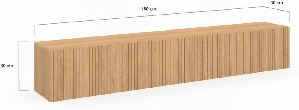 Mobile TV sospeso JULIETTE 180 cm con 2 ante a doghe color rovere