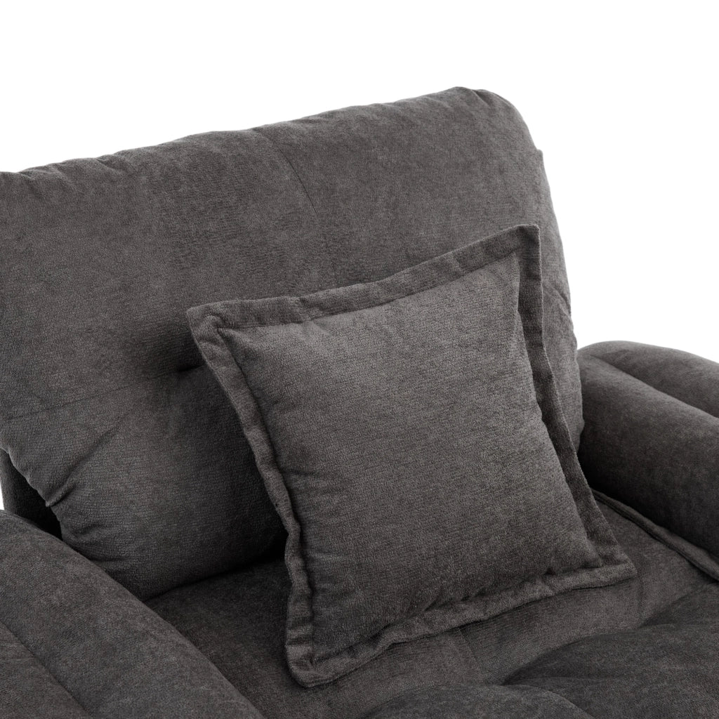 Poltrona girevole 360° con Cuscino di supporto in Chenille Grigio 116 × 84 × 96 cm