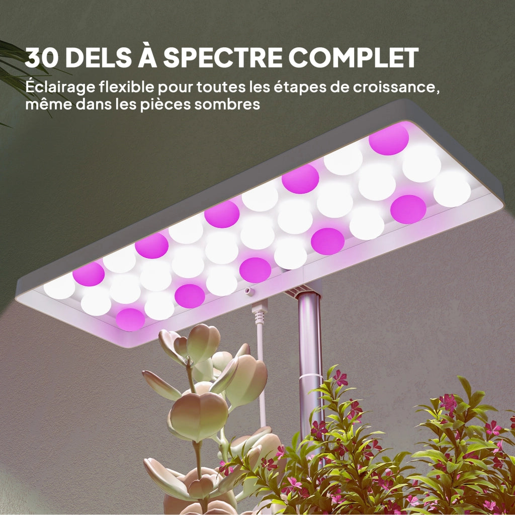 Lampada crescita LED 10W con 3 vasi ¨C zephmum ¨C 31,8x13,4x35,6 cm bianco