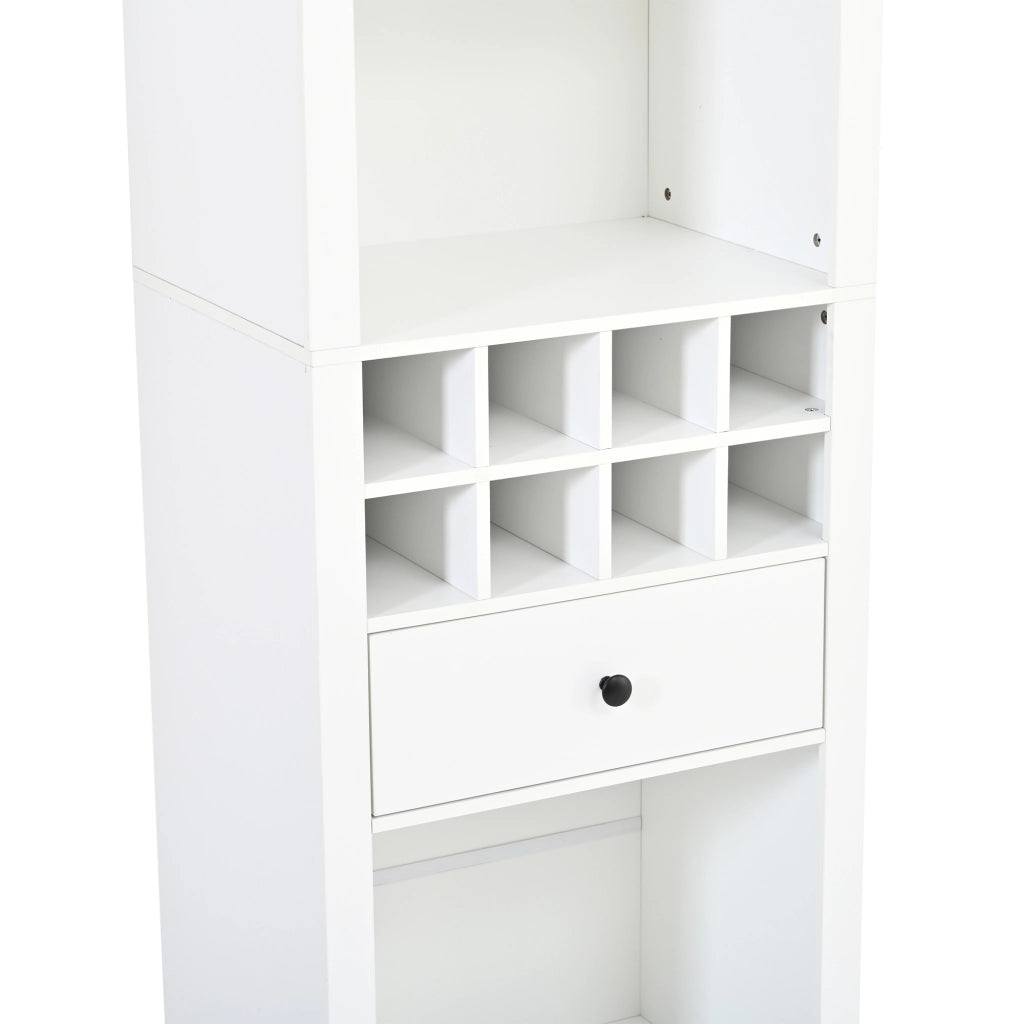 Vetrina con 1 cassetto e 12 vani con LED; per soggiorno; cucina e studio; in MDF bianco; 55×40×200 cm