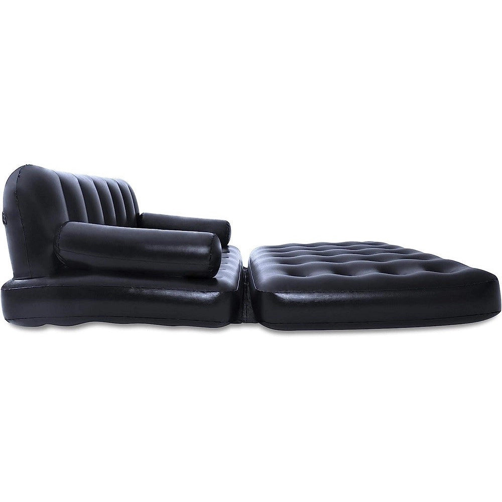 Trade Shop - Divano Multifunzione 188x152x64cm Nero Gonfiabile Pieghevole 5in1 Con Sacca 75054 -