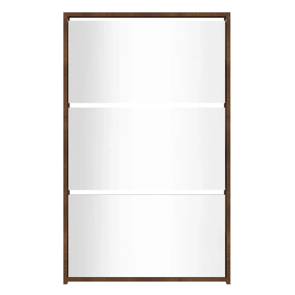 Scarpiera mobiletto portascarpe mobile ingresso/corridoio/soggiorno con specchio 3 ripiani 63 x 17 x 102,5 cm marrone 02_0021885