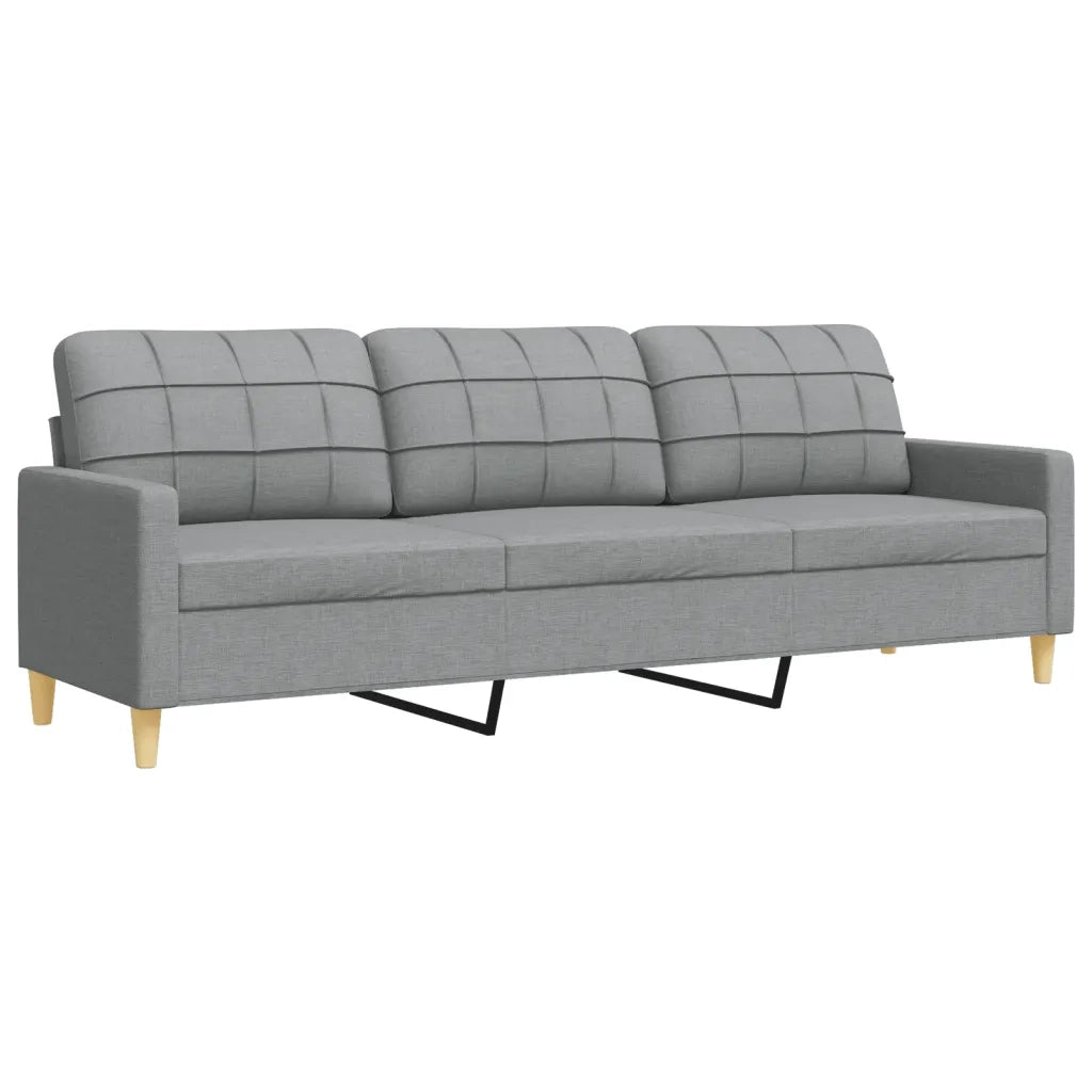 vidaXL Set Divani 3 pz con Poggiapiedi e Cuscini Grigio Chiaro Tessuto