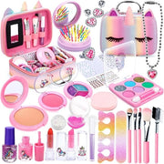 Set di trucco per bambine, 31 pezzi, lavabile, set di cosmetici vero con scatola di trucco, bambine, giocattoli, gioco di ruolo, regalo per bambine, bambine piccole