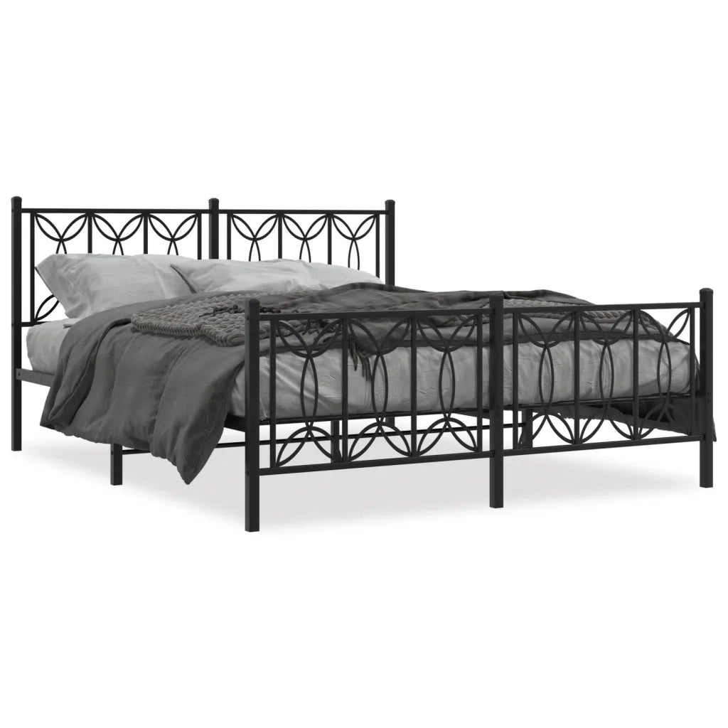 vidaXL Giroletto con Testiera e Pediera Metallo Nero 150x200 cm