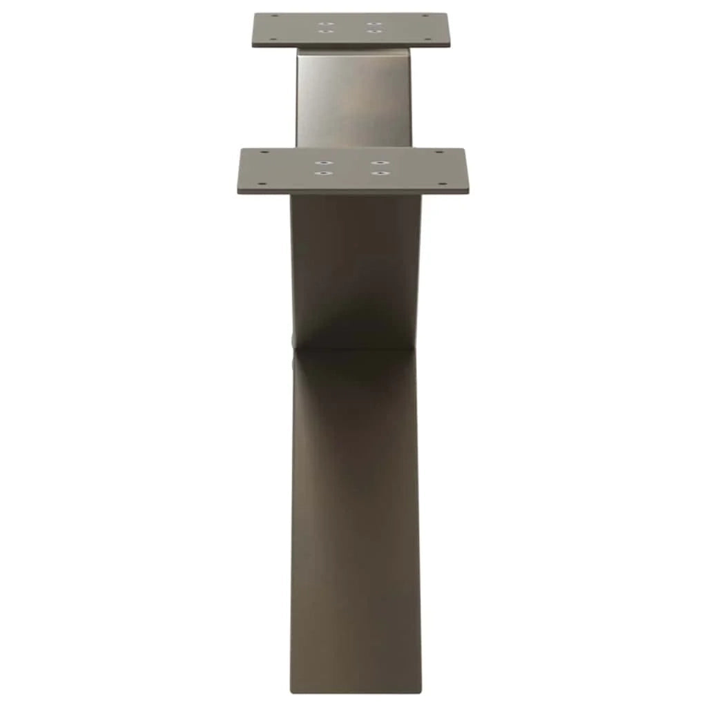 Set di 2 gambe per tavolino da caffè a forma di X 70 x 31 cm con piedini regolabili design moderno acciaio naturale 02_0057219