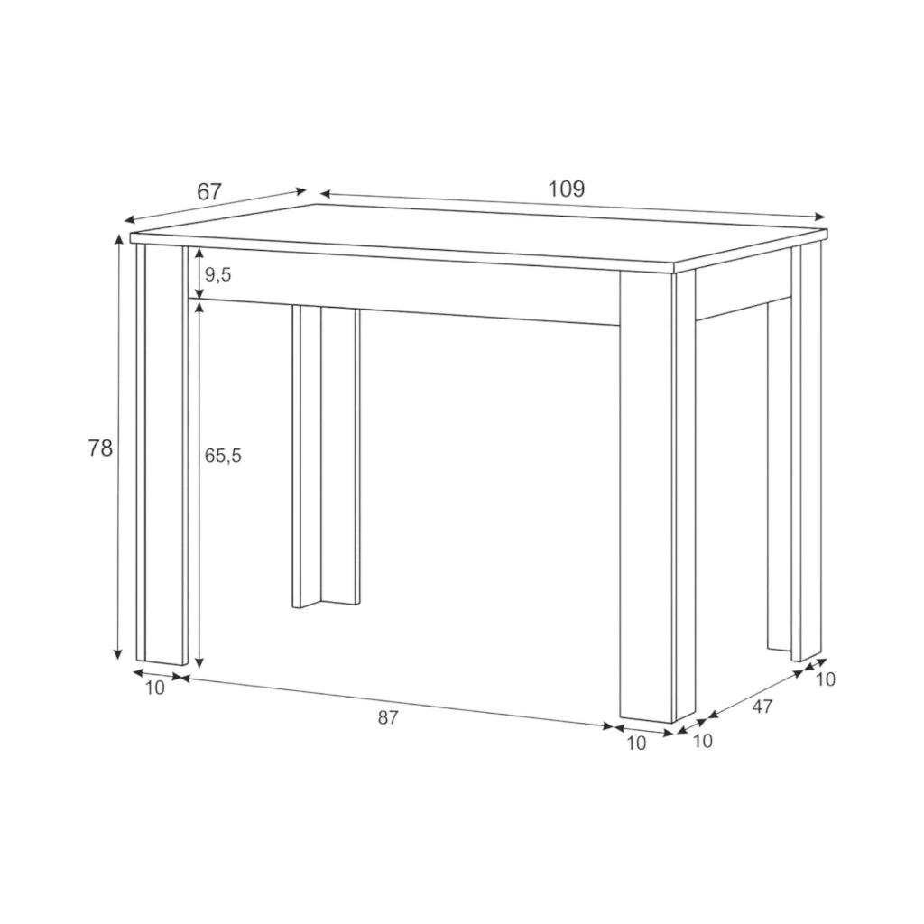 Tavolo fisso Anat, Tavolo per sala pranzo, Tavolo consolle moderno per salotto o cucina, cm 109x67x78, Bianco e Cemento