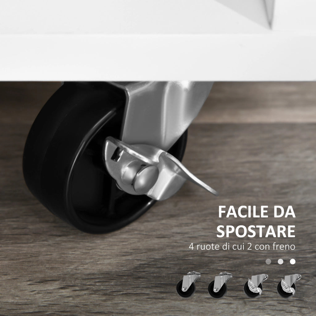 Mobiletto Porta Stampante con Cassetti ¨C zephmum ¨C 100x35x65cm, Nero e Bianco