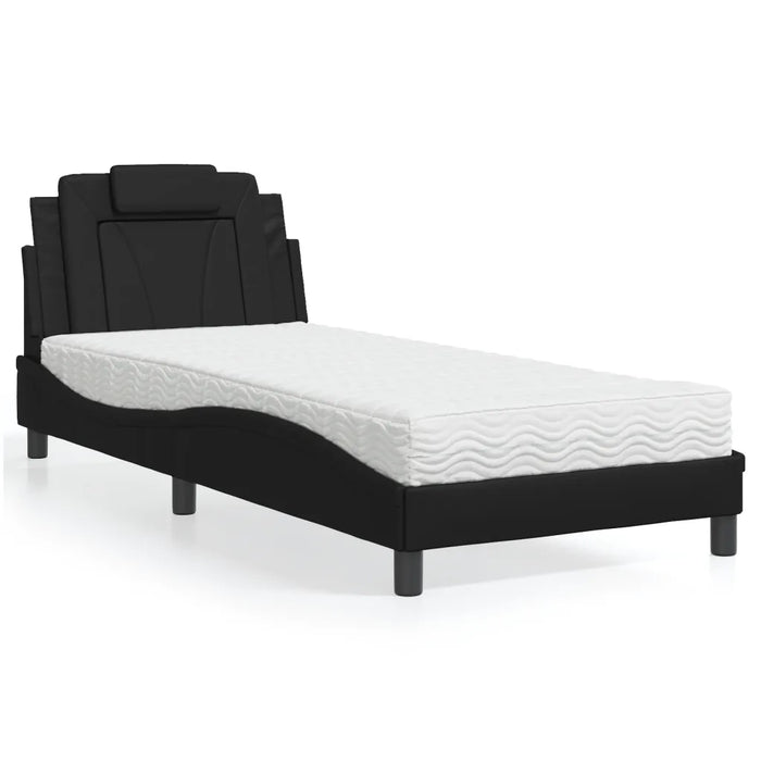 Letto Viana con Materasso Nero 80x200 cm in Similpelle 3208754