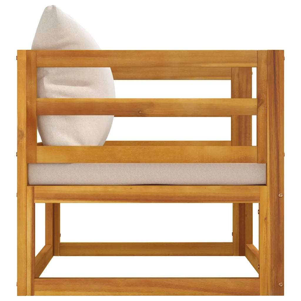 Poltrona Giardino Cuscini Grigio Chiaro Legno Massello Acacia 360015