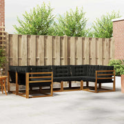 Set di divani da esterno con cuscino 6 pcs Naturale e Nero