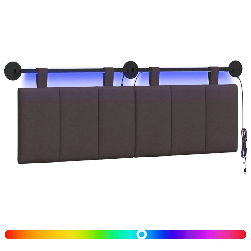 Testiera | Testata sospesa Con luce LED Marrone Scuro Tessuto