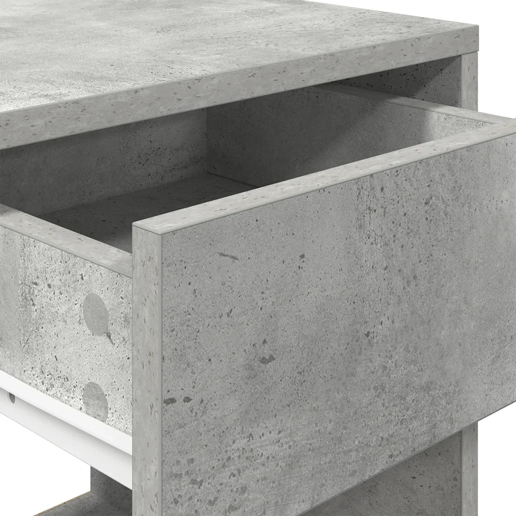 Comodino con Cassetto Grigio Cemento 35x34x66,5 cm 858719