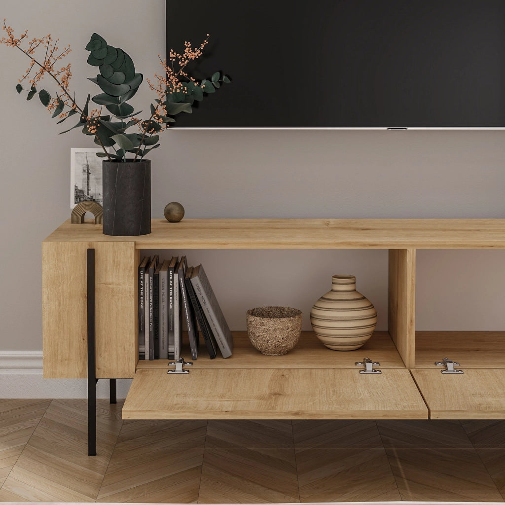 Porta TV in legno "Herman" - 160 x 31 x 45 cm - Beige