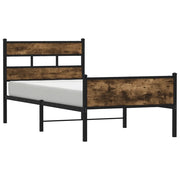 Letto singolo | Letto per adulti | Giroletto senza Materasso Rovere Fumo 75x190 cm in Truciolato