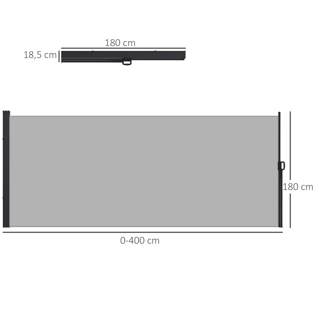 Paravento Retrattile per Esterno ¨C Zephmum ¨C Grigio Poliestere 4x1.8 m