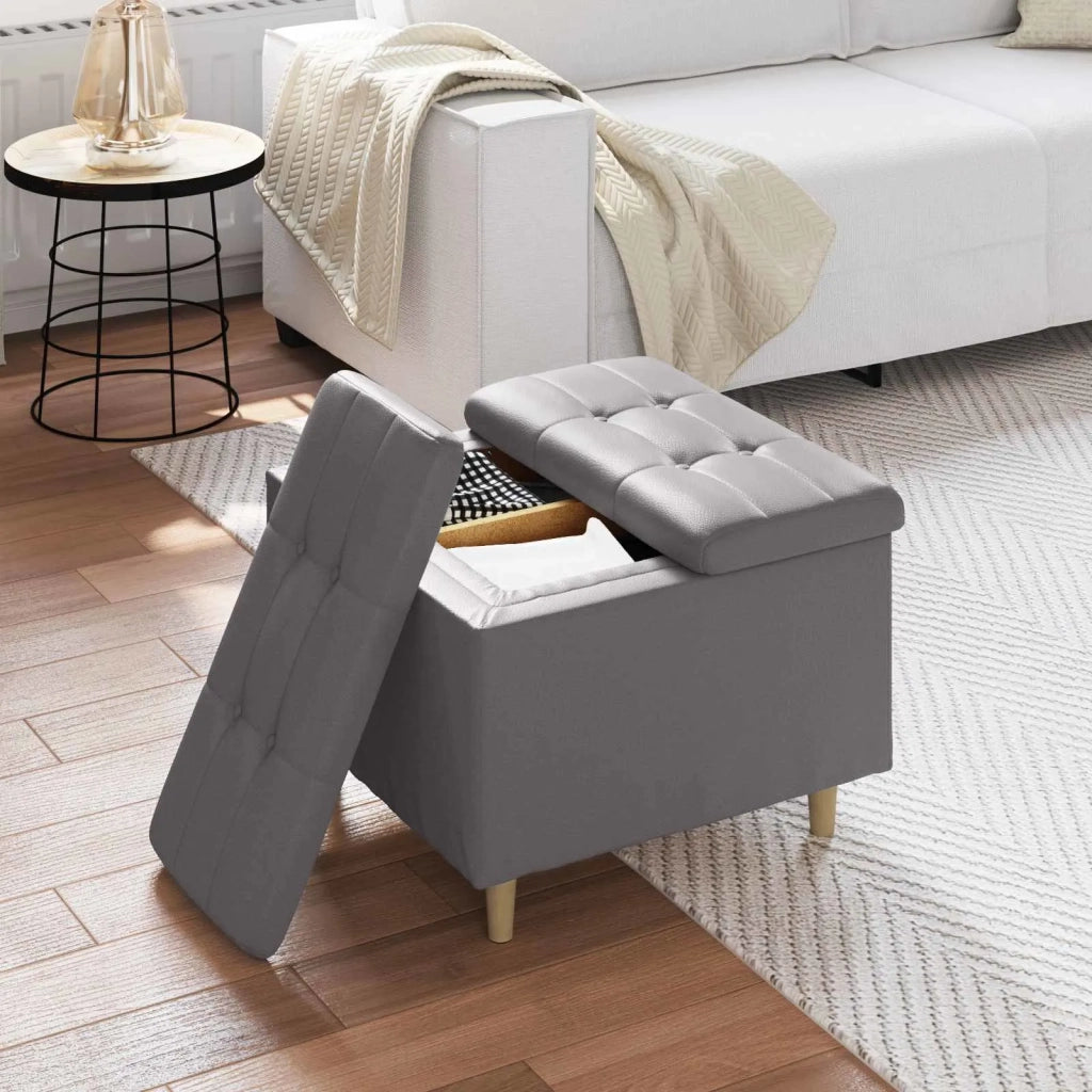 Pouf contenitore Grigio 60 x 60 x 45 cm Pelle sintetica 876830