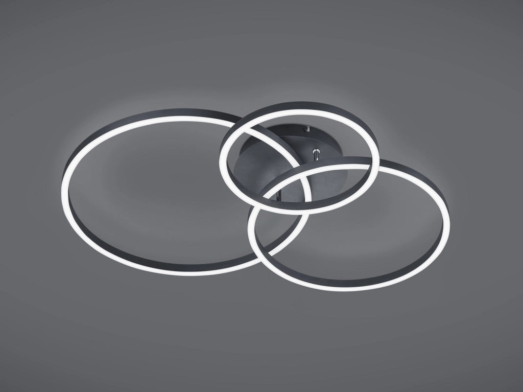 Plafoniera LED Trio Winona 3 luci 28W CCT 78cm nera