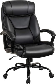 Sedia direzionale da ufficio, in ecopelle, girevole, regolabile in altezza, ergonomica, con schienale regolabile, per computer, gaming e PC, colore nero