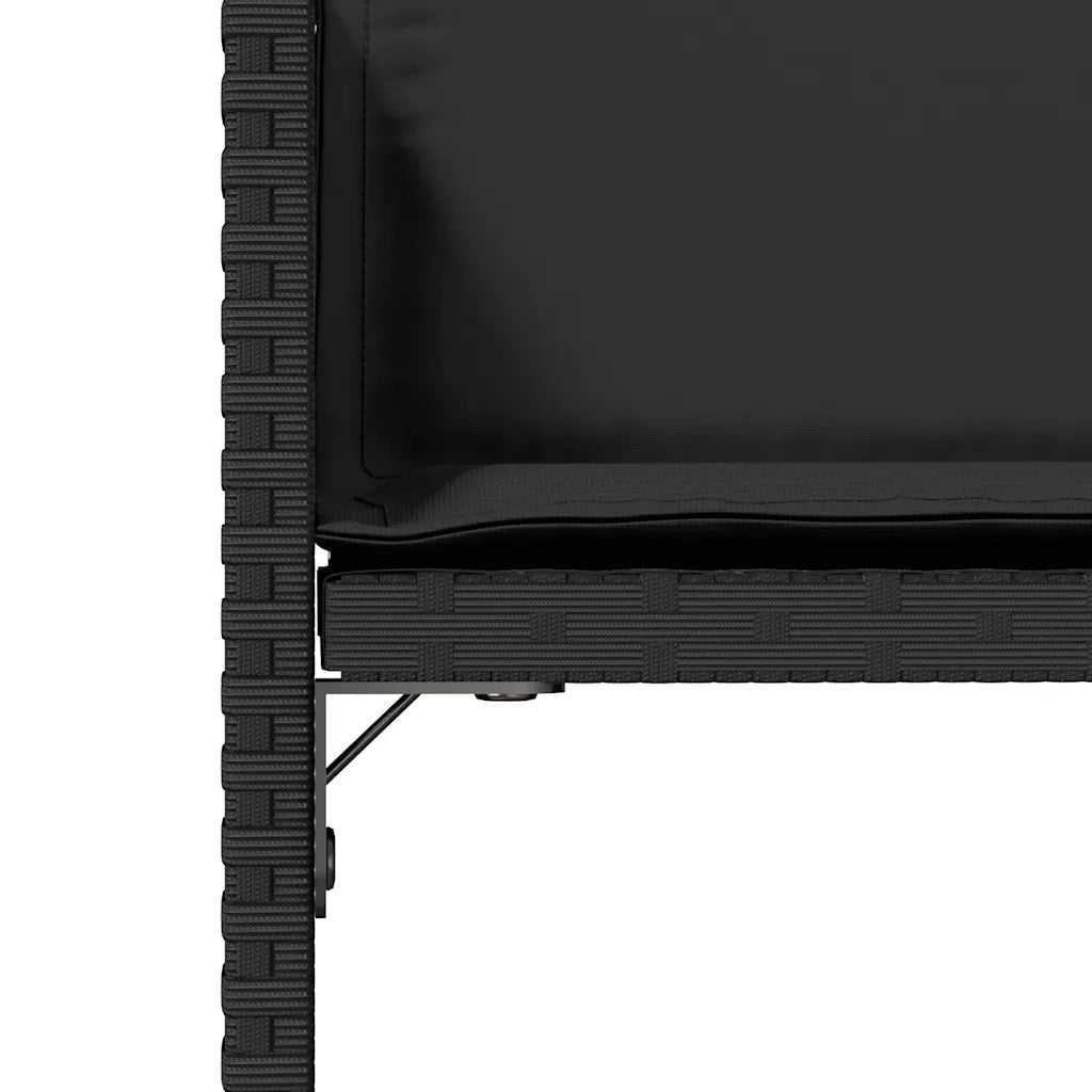 Sedie da Giardino con Cuscini 4 pz | Sedie da Esterno Nere in Polyrattan