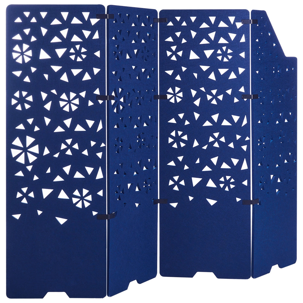 Divisore di stanza a 4 pannelli Tessuto blu navy Schermo per la privacy Parete divisoria per ufficio Riduzione del rumore