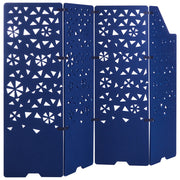 Divisore di stanza a 4 pannelli Tessuto blu navy Schermo per la privacy Parete divisoria per ufficio Riduzione del rumore