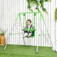 Altalena per Bambini 6-36 Mesi da Giardino e Salotto in Acciaio e PE, 122x146x122 cm, Verde