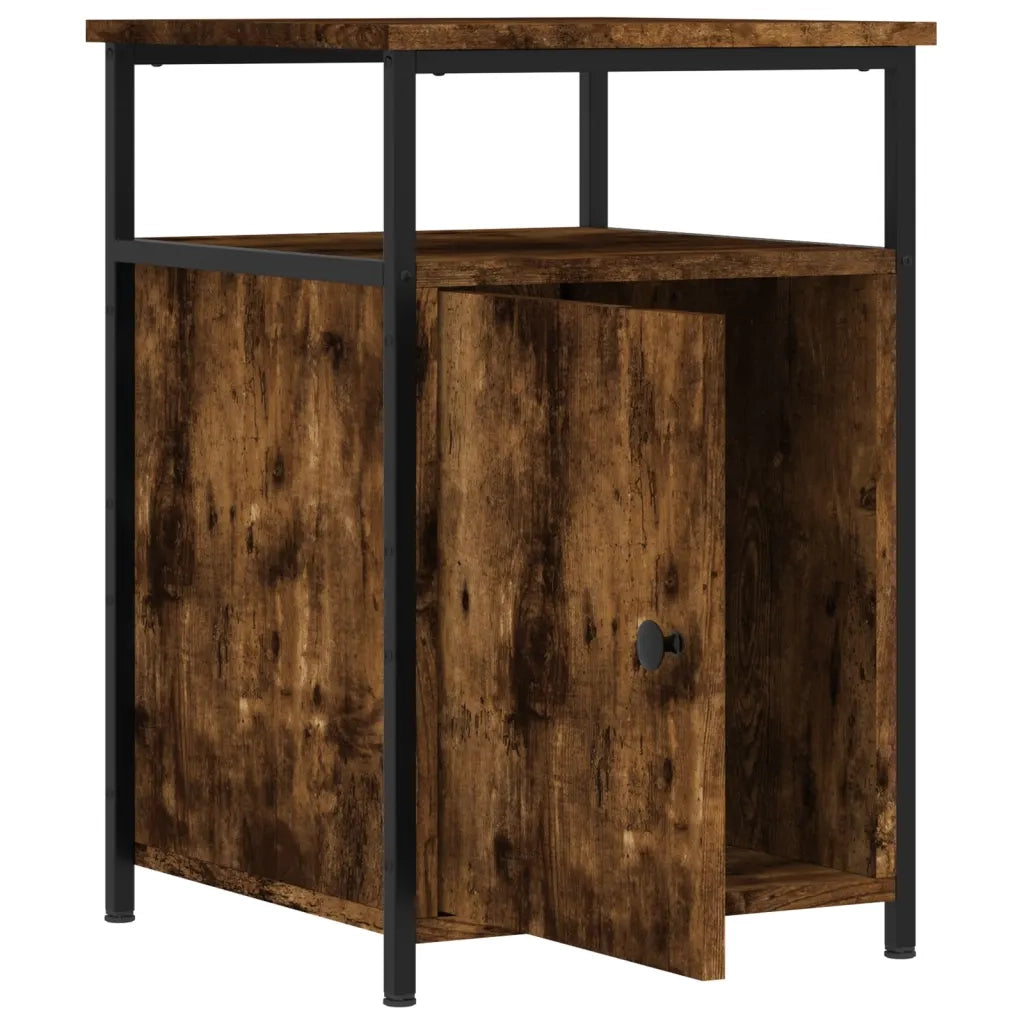 Set di 2 Comodini | Armadio da Notte | Mobiletto da notte Rovere Fumo 40x42x60 cm in Legno Multistrato