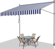 Ombrellone da Sole UV e Acqua per Terrazza, Giardino e Balcone - Ombrello da Sole Regolabile 200cm Blu Bianco