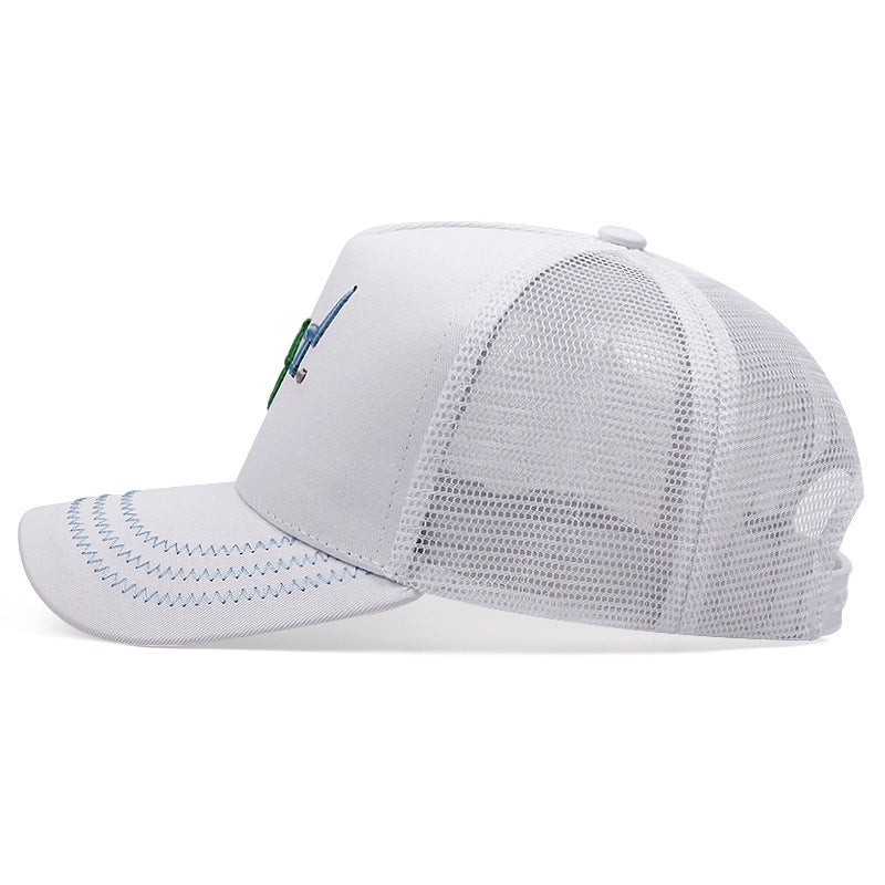 Cappellini da baseball bianchi con ricamo di capra