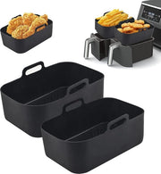 Piatto in silicone per doppia Airfryer - 2 pezzi di rivestimento in silicone per Airfryer e rack accessori