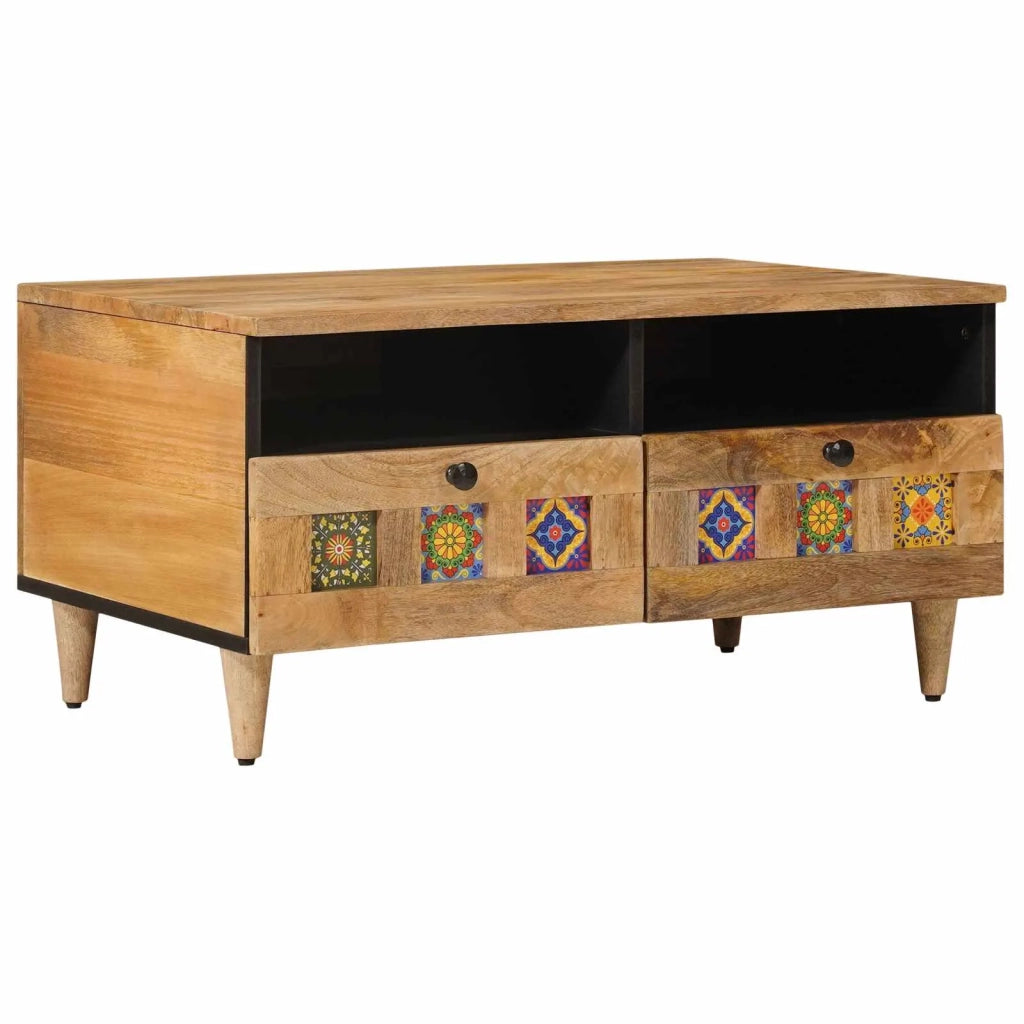 Tavolino da salotto con cassetto Naturale 80 x 54 x 40 cm