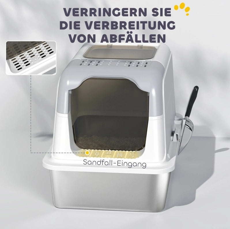 CASSETTA LETTIERA con coperchio 60,4x40,4x41,8 cm acciaio inox bianco