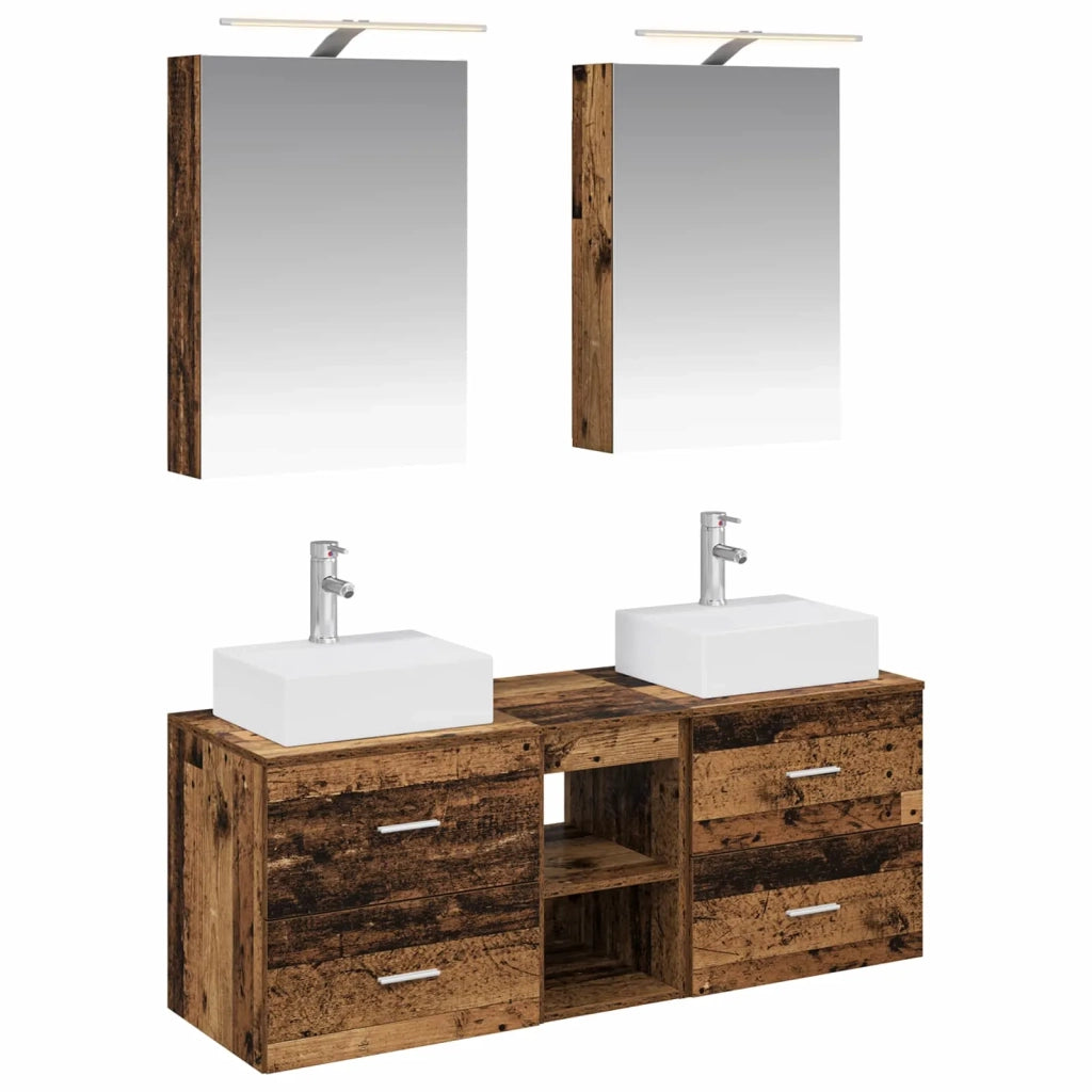 Set di mobili per il bagno 5 pcs Legno antico 3406797