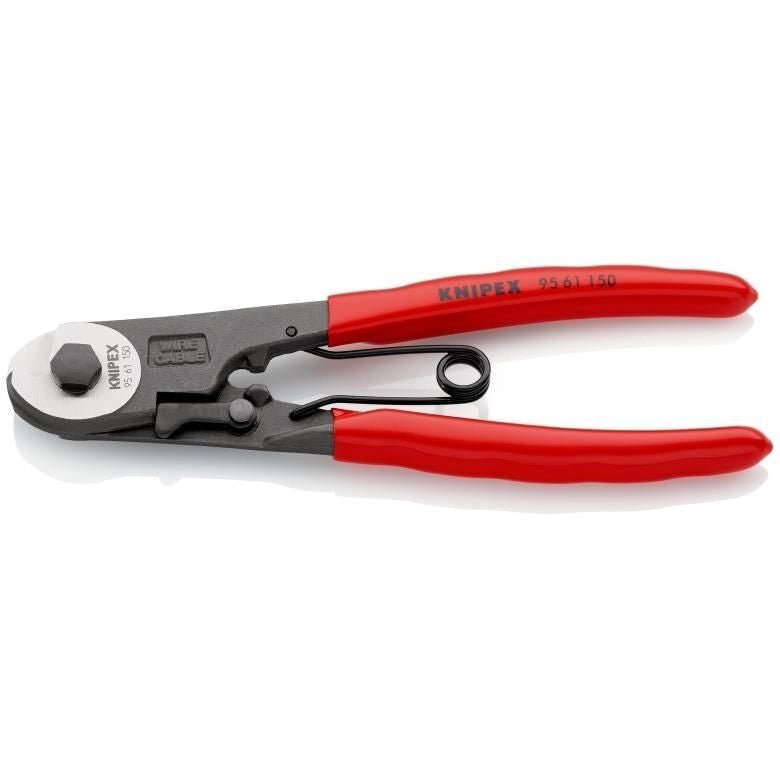 KNIPEX 95 61 150 Cesoia per Tiranti Flessibili Impugnature Rivestite in Plastica Diametro di Taglio 3 mm Lunghezza 150 mm colore Nero