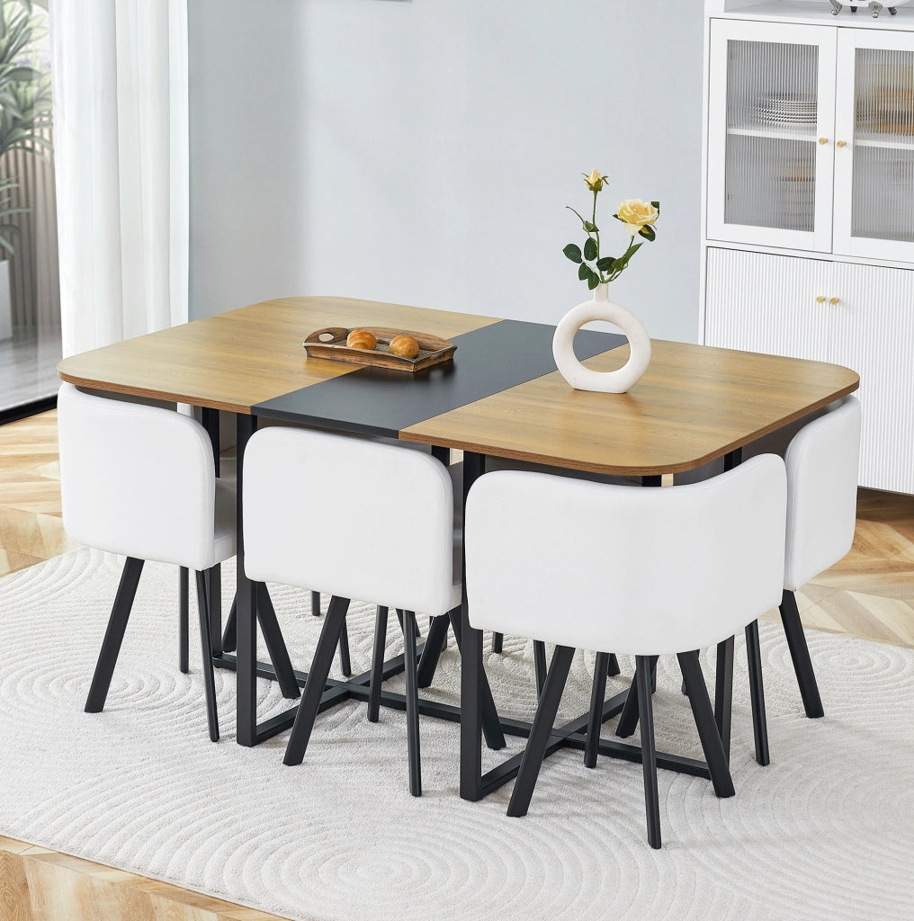Set tavolo da pranzo allungabile con sedie, MDF e metallo, per 4-6 persone